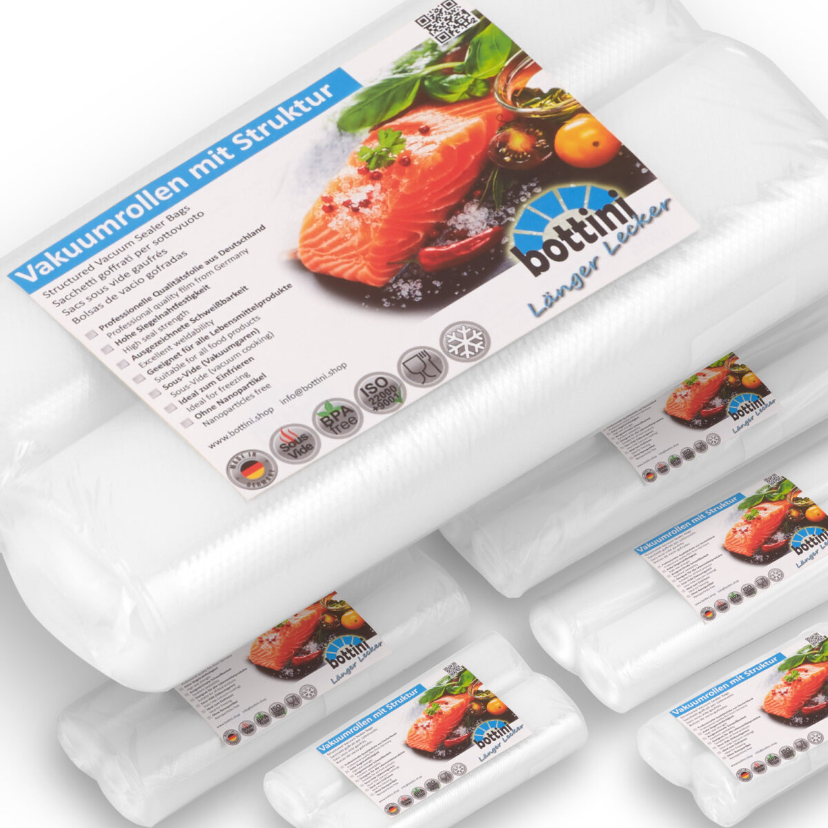 Vesta Precision Vakuumierrollen Geprägt – BPA-frei, 30% Weniger Plastik, 2 Rollen à 20cm X 6m